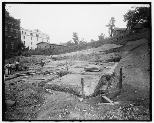 NAVAL HOSPITAL. LAYING FOUNDATION