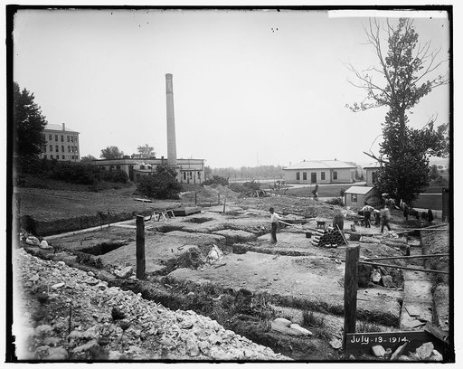 NAVAL HOSPITAL. LAYING FOUNDATION