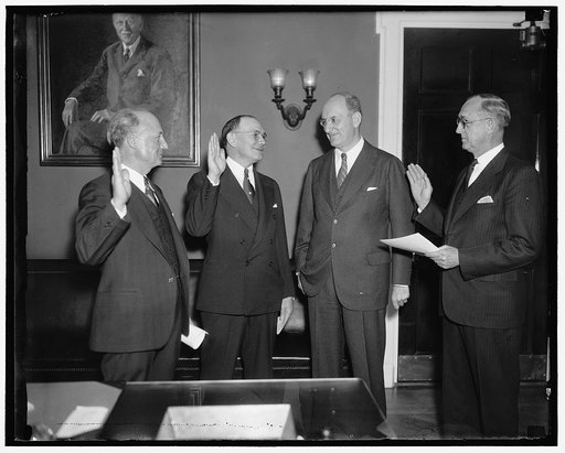 New Chief, Assistant Chief of U.S. Secret Service take oath of office. Washington, D.C., Dec. 31. Upon the retirement of Chief William H. Moran today Secretary of the Treasury Morgenthau named Frank L. Wilson to be Chief of the U.S. Sercret Service and Joseph H. Murphy as Assistant Chief. They are s
