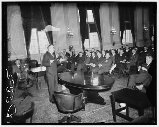 Speaker Bankhead instructs rookie class of Congressmen. Washington, D.C., Jan. 12. With Speaker Bankhead as the teacher, the freshmen class of Congressmen were given their first lesson on lawmaking today. Future classes for the new Congressmen will be held from time to time during the session with C