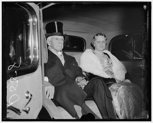 Justice Willis Van Devanter and Mrs. Sanford L. Rariden, sister, leaving for White House in car