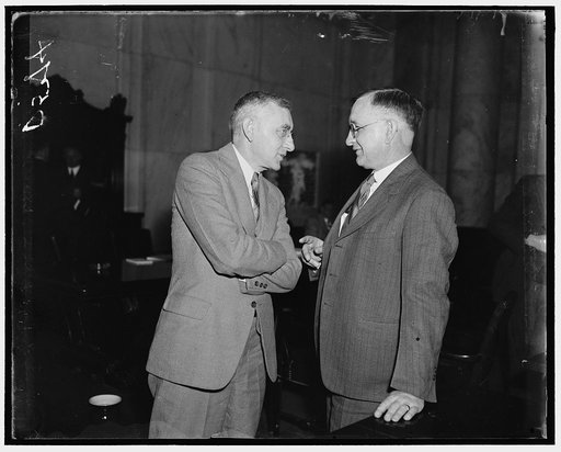 $24,500,000 savings for government? Washington, D.C. Jan. 14. F.W. Powell, (left) Chairman of the Brookings Institute, non-partisan statistical foundation, submitted today to the Senate Committee on Governmental Reorganization a report of a study made by his organization showing how savings of $24,5