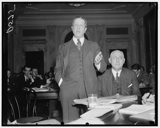At Civil Liberties hearing. Washington, D.C. Jan. 14. Borden Burr, Counsel for the Tennessee Coal, Iron and Railroad, testifying before the Senate Civil Liberties hearing into labor disputes and flogging cases in Alabama, charged that failure of law enforcement in their district made it imperative f