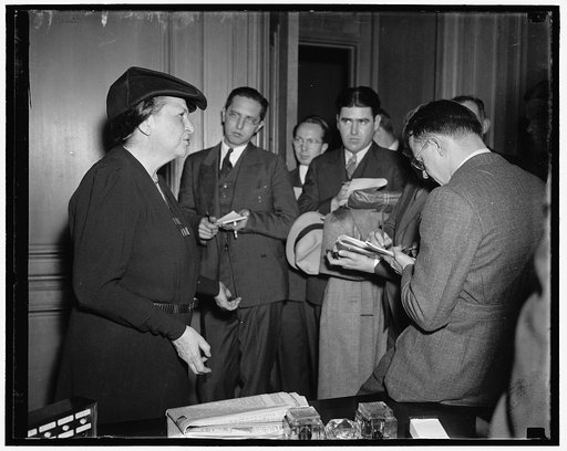 Sec. Perkins tells reporters 'No Progress.' Washington D.C. At the auto strike conference Secretary of Labor Mrs. Perkins told the reporters that "we are still in the stage of talking to interested parties" which interpreted as nothing has been done