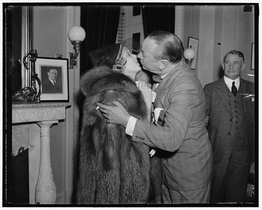 Jean Harlow plays close-up scene with North Carolina Senator Washington D.C. Reaching the Capitol today to attend the president's birthday ball, Jean Harlow, siren of the screen, paid her first visit to the United States Capitol. After greeting the Senators, the Blonde actress pulled Senator Robert 
