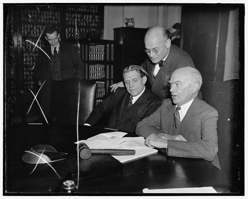 Big three of House Judiciary. Washington D.C. The big guns of the House Judiciary Committee as they studied the President's request for increase in the membership of the Supreme Court, following the meeting of the Committee today. Left to right: Rep. U.S. Guyer of Kansas, ranking Republican Member o
