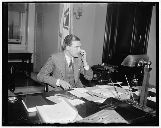 Massachusetts Senator. Washington D.C. A new and Informal picture of United States Senator Henry Cabot Lodge, of Massachusetts. a former newspaperman, Senator Lodge is one of the youngest members of the Senate, having just reached his 34th birthday