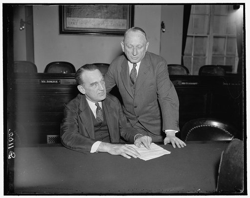 L to r: Peter Tague, Postmaster of Boston & Cong. James M. Mead of New York, 3/12/37