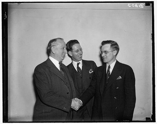 L to r: Peter Tague, John J. Hart, Cong. Robert Ramspeck of Georgia, 3/12/37