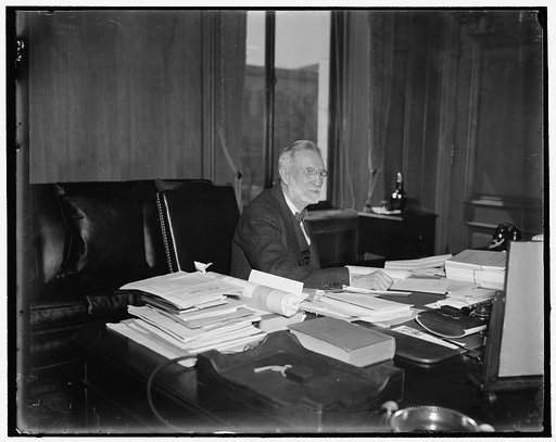 Sutherland celebrates birthday at work. Washington, D.C., Mar. 25. Justice George Sutherland of the Supreme Court celebrated his 75th birthday at work in his office at the Supreme Court today. He is the fourth member of the court to reach 75