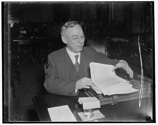 In spotlight before Senate Judiciary Committee. Washington, D.C., April 2. Walter F. Dodd, Chicago lawyer and constitutional authority, appeared before the Senate Judiciary Committee today to oppose the President's court bill as a measure calling for the "surrender of all essential principles of our
