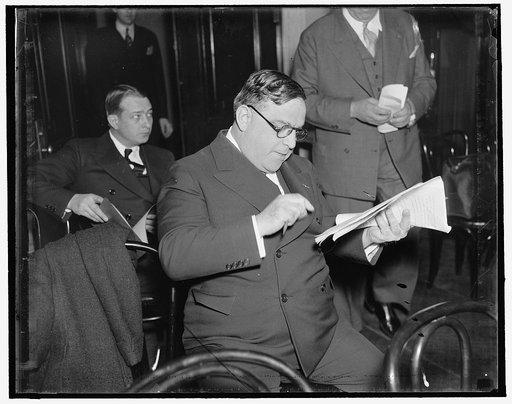 New York Mayor advocates giving control of commercial aviation to ICC. Washington, D.C., April 12. Appearing before the Senate Interstate Subcommittee today, New York City's Mayor Fiorello La Guardia advocated enactment of the McCarran Bill to transfer control over commercial aviation from the Depar