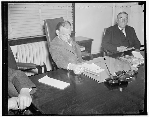 S.E.C. Chairman. Washington, D.C. April 13. A new informal snap of James M. Landis, Chairman of the Securities and Exhange Commission