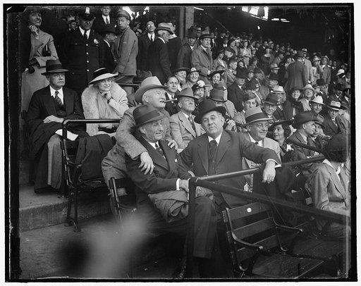 Vice President cheers favorite at opening game. Washington, D.C., April 19. Business was at a standstill today in both houses of congress as republicans and democrats alike attended the opening game of the baseball season in Washington between the Washington Senators and the Philadelphia Athletics. 