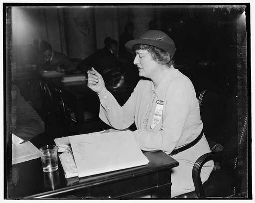 "Hands off the court" Representative before Senate Judiciary Committee. Washington, D.C., April 22. Representing the Women's National Committee for "Hands off the Supreme Court," Catherine Curtis appeared before the Senate Judiciary Committee today to oppose the bill. Saying she thought she could sp