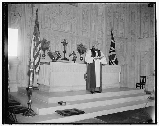 Coronation services. Washington, D.C., May 12. Rt. Rev. James E. Freeman, Bishop of Washington, officiated today at the service of prayer and thanksgiving at the Washington Cathedral to mark the coronation of King George VI. Members of the diplomatic corps and high officials of the government were a