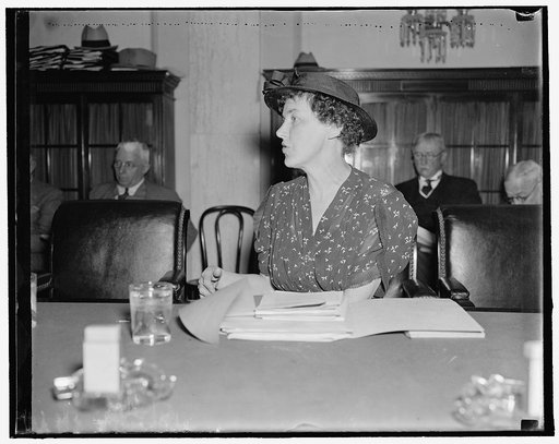 Mrs. Brown at Child Labor hearing. Washington, D.C., May 20. Mrs. La Rae Brown of Boston, Mass., Director of the National League of Women Voters appeared before the Senate Interstate Commerce Committee today. She stated that she was in favor or Sen. Alden W. Barkley's bill which would prohibit the i