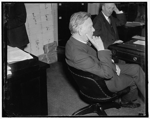 Veteran Idaho legislator. Washington, D.C., May 24. Senator William E. Borah, Republican of Idaho, snapped as he attended a Senate hearing today, 5/24/1937