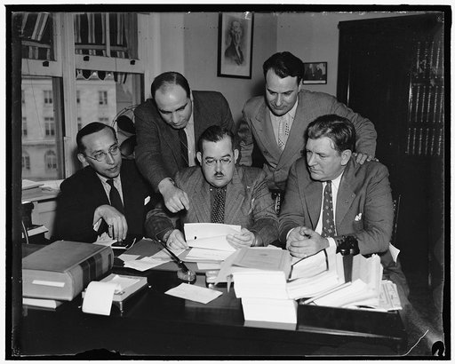 Congressional Secretaries "Unionize." Washington, D.C. May 27. Secretaries to members of Congress have organized a new "Congressional Guild" and at their first meeting yesterday voted 21 to 1 to apply for a charter in the John L. Lewis Committee for Industrial Organization. John E. Kennedy, Chairman