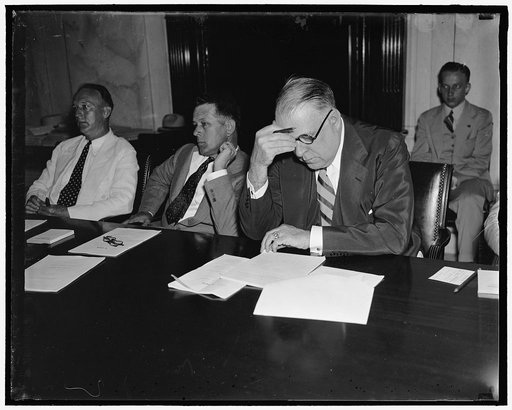 Massachusetts Senator. Washington, D.C., June 3. Senator David I. Walsh, Democrat of Massachusetts, pictured as he attended a Joint Session of the House and Senate Labor Committees, 6/3/37
