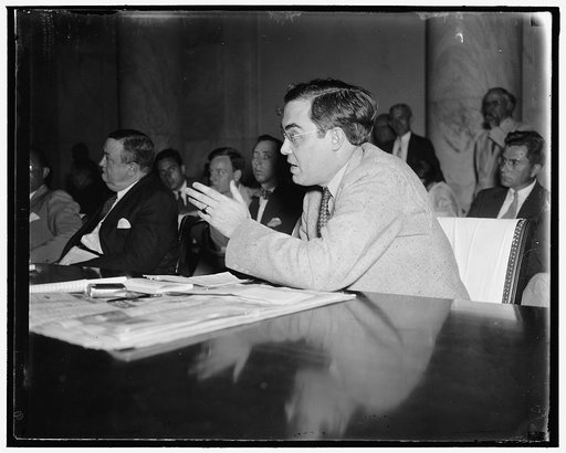 Baby Senator quizzes labor leader. Washington, D.C., June 7. Senator Rush D. Holt, West Virginia, frequently interrupted the testimony of John L. Lewis today to ask questions of the C.I.O Chief as he appeared before the Senate and House labor Committees. Lewis gave his flat endorsement of the Black-
