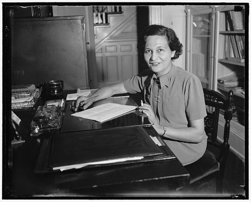 American woman holds diplomatic post with foreign government. Washington, D.C. June 14. Chancellor of the Nicaraguan Legation in the Capitol, Mrs. Enid Eder Perkins is the only American woman to hold a diplomatic post with a foreign government. She has been on the job seven years during which time s