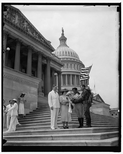 2 boy scouts walk 8000 miles to Washington. Washington, D.C., June 16. A modern odyssey ended today with the arrival in Washington of two Venezuelan Boy Scouts, starting January 11, 1935 from Caracas they tramped 25 miles a day for two years thru jungles and swamps to be here in time for the Boy Sco