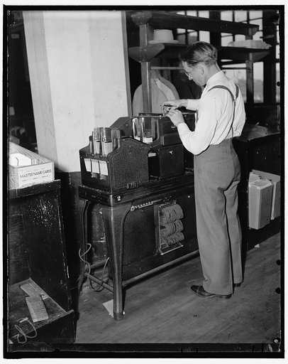 Baltimore, MD. Statistical data of great value in the future will accumulate in the files of the Social Security Board Records Office. To provide easy means of developing and studying this information, without disturbing the permanent records, acturial cards are reproduced from the original employee