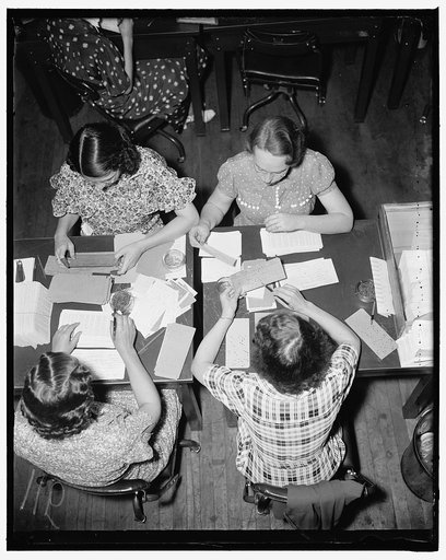 Baltimore, MD. Chances of a mechanical error escaping detection are infinitesimal in the Social Security Board Records Office and great care is excercised to guard against human error. After the employee master card has been prepared, and before it is sent on to reproduce an acturial card, indexes, 