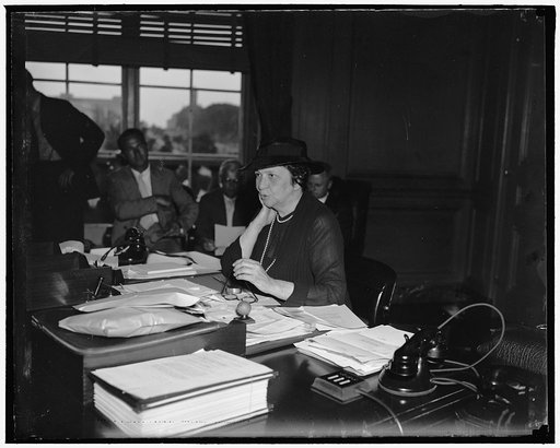 Labor Secretary . Washington, D.C. June 17. Secretary of Labor Frances Perkins announcing to newspaper men today the appointment of a three man board to mediate all current steel disputes. Charles P. Taft was named Chairman of the Board with Lloyd R. Garrison and assisitant Secretary of labor Edward