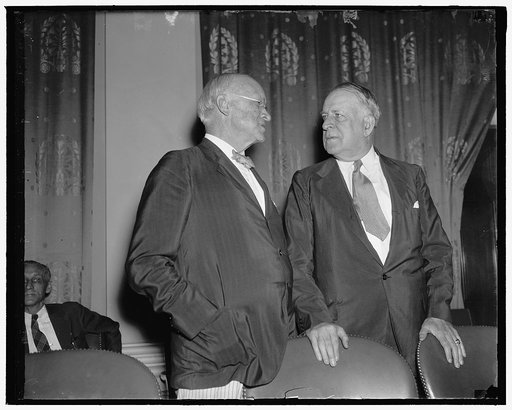 From Massachusetts. Washington, D.C., June 19. Rep. Allen T. Treadway, (left) and Senator David I. Walsh, both from Massachusetts. Rep. Treadway is the Senior Republican Congressman from the Bay State while Senator Walsh is the Senior Senator for the same state, 6/19/37
