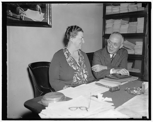 New House Committee Chairmen. Washington, D.C., June 21. Rep. Mary T. Norton (left) of New Jersey has succeeded the late Rep. William P. Connery, Jr., as Chairman of the House Labor Committee, with Rep. Vincent L. Palmisano, (right) of Maryland, moving up to the Chairmanship of the House District Co