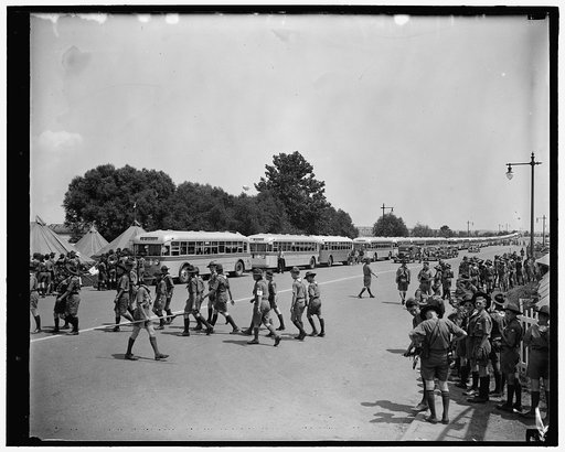Boy Scouts sightseeing on the Capitol transit buses