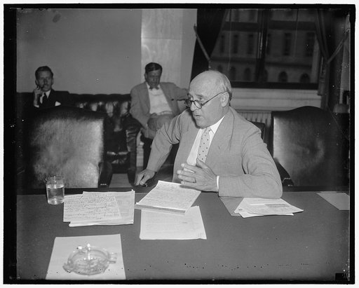 Assails plan to consolidate Federal Conservation. Washington, D.C., July 6. Appearing before the Senate Agriculture Committee today, Rep. Andrew J. May of Kentucky, assailed the Administration's proposed Seven-Authority Bill to consolidate Federal Conservation, Flood Control, and Power Efforts, as "
