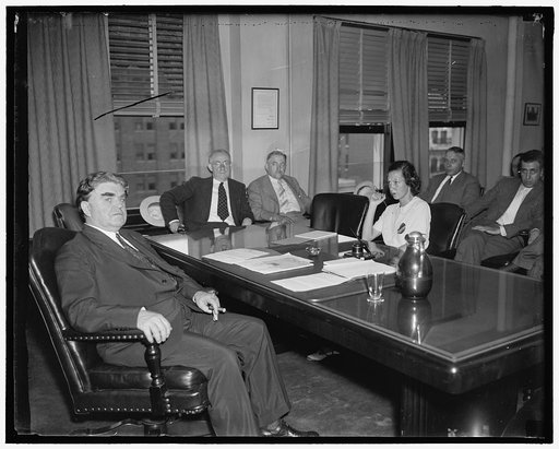CIO Head meets with maritime labor leaders. Washington, D.C., July 7. C.I.O. Head, John L. Lewis, presiding at meeting today with 26 maritime labor leaders to lay plans for a coordinated unionization drive in the industry. Following the meeting officials told newsmen that marine working groups would