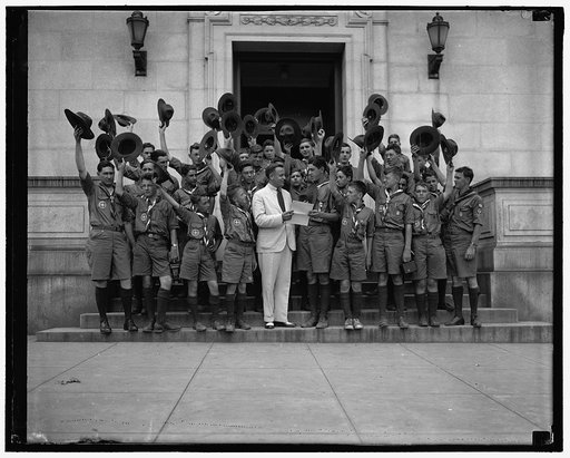 Sen. H. Styles Bridges receving scroll from New Hampshire Scouts, 7/7/37