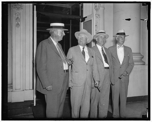 Big four of democratic party visit their chief. Washington D.C. July 20. Four of the bigger shots of the Democratic Party were invited today to a conference given by President Roosevelt. Although denials were made it was believed that the conference was to be made in connection with the appointment 