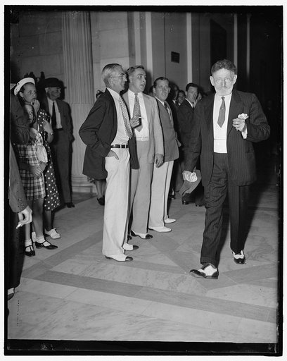 Illinois Senator. Washington D.C., July 22. A new informal snap pf the Senator J. Ham Lewis, Democrat of Illinois. Newsmen call him the "Beau Brummel" of Capitol Hill, 7/22/37