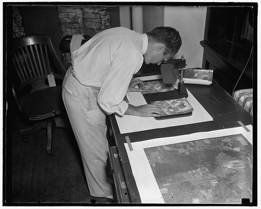 Uncle Sam spending $3,000,000 to make one map. Washington D.C. July 28. A huge photographic map which when completed will have cost $3,000,000, is being put together by the Agriculture Adjustment Administration, Department of Agriculture, in Washington. Approximately one-thrid of the entire land sur