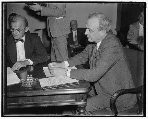Government reorganization hearing Washington, D.C., Aug 2. Dr. Charles E. Merriam, a member of the President's Government Reorganization Committee, today urged the special Senate Reorganization Committee to take favorable action on the Robinson bill to revamp federal administration agencies, arguing