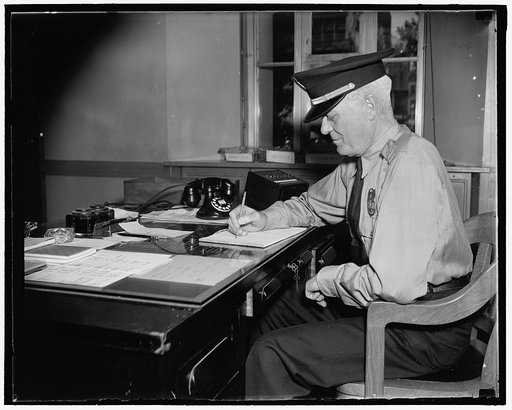 Chief of the Justice Building Guards. Washington, D.C., Aug. 6. Captain Elliot Hoagland, in charge of the guards of the Justice Building, that houses the Federal Bureau of Investigation