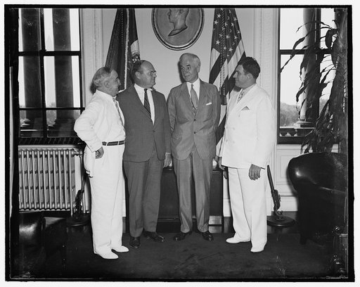 Rep. Luther Johnson of Tex., Vice-Pres of the Cumberland University Council, Karl Crowley, Solicitor of the U.S. Postal Dept. Sec. Cordell Hull and Binz J. Settegast, Pres. of the Cumberland University Council.
