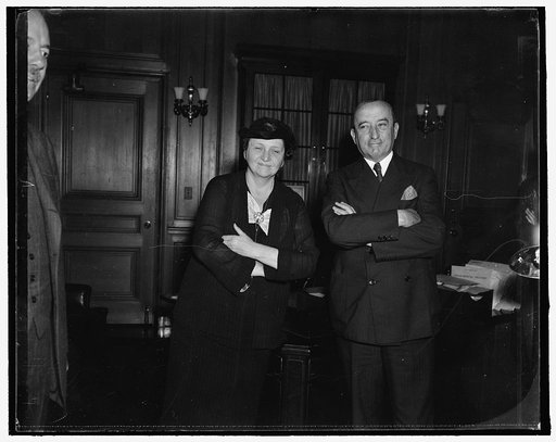 Uncle Sam's labor musketeers. Washington, D.C., Aug. 26. Assistant Secretary of Labor Edward F. McGrady reported to his Chief, Secretary Perkins today on the current labor situation. McGrady reported everything q[...] but intimated there might be trouble in the maritime field, 8/26/37
