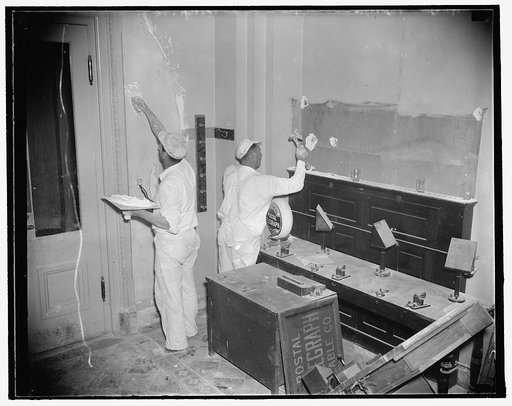 New finish for Capitol press gallery. Washington, D.C., Sept. 28. Newspapermen will hardly recognize the house press gallery when they resume "covering" the Hill the next session. Taking advantage of the silent typewriters and telegraphic instruments workmen are busy re-plastering and painting the g