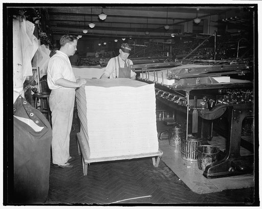 Unloading one of the presses