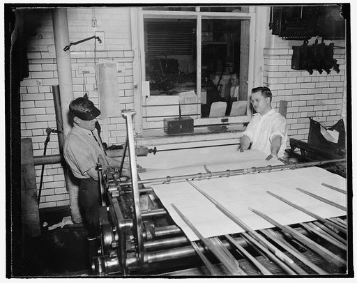 Unloading one of the presses