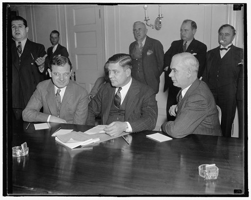 Labor leaders at peace parley. Washington, D.C., Oct. 25. Three of the labor leaders named by the CIO and the A.F. of L. to attempt to find a basis for peace between the two warring factions of organized labor are shown here at the opening of the Peace Parley today. Left to right: Sidney Hillman, He