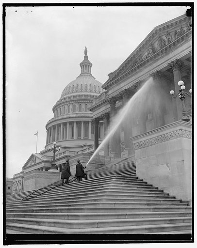 Fireman cleaning the senate side of Capitol