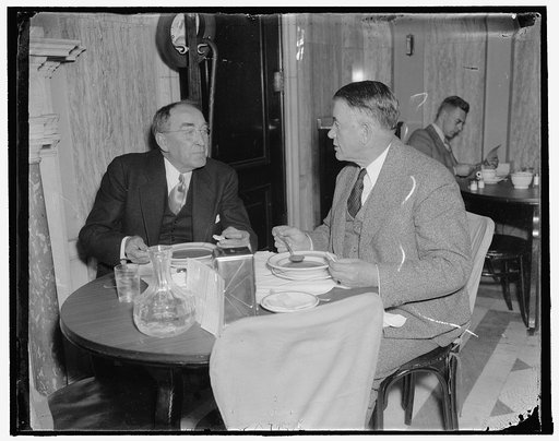 Speaker of the house. Washington, D.C., Nov. 15. Speaker of the House William B. Bankhead enjoys a bite of lunch in the House restaurant following the opening of the special session today. 11/15/37