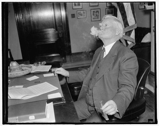 Vice president muses on 69th birthday. Washington, D.C., Nov. 22. Describing himself as "the spare tire of the Government", Vice President John N. Garner, reaching his 69th milestone today, blows smoke-rings and muses over the success he has attained in nearly a half-century of service as a lawmaker